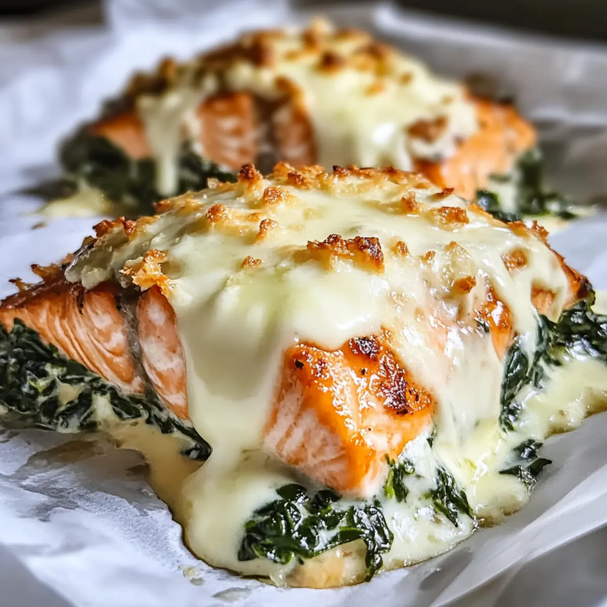Baked Salmon with Spinach
