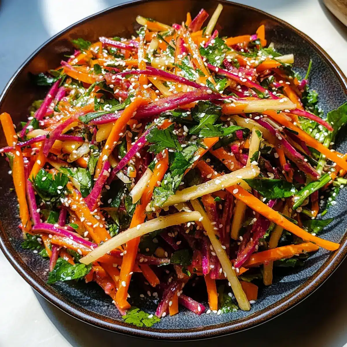 Shaved Rainbow Carrot Sesame Salad