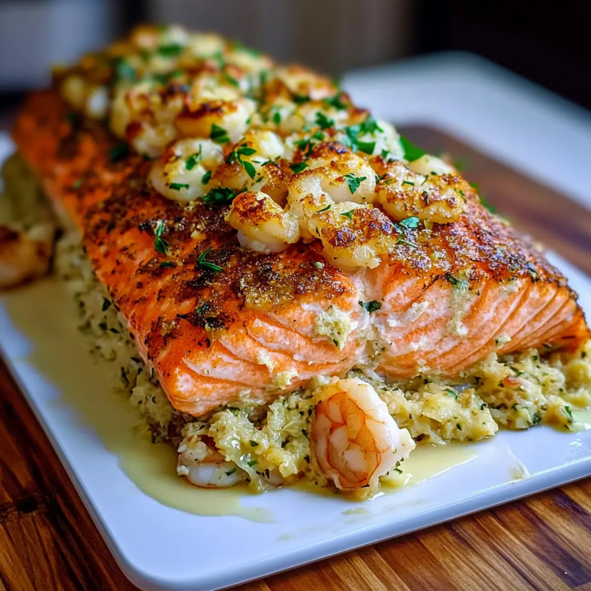 Crab and Shrimp Stuffed Salmon