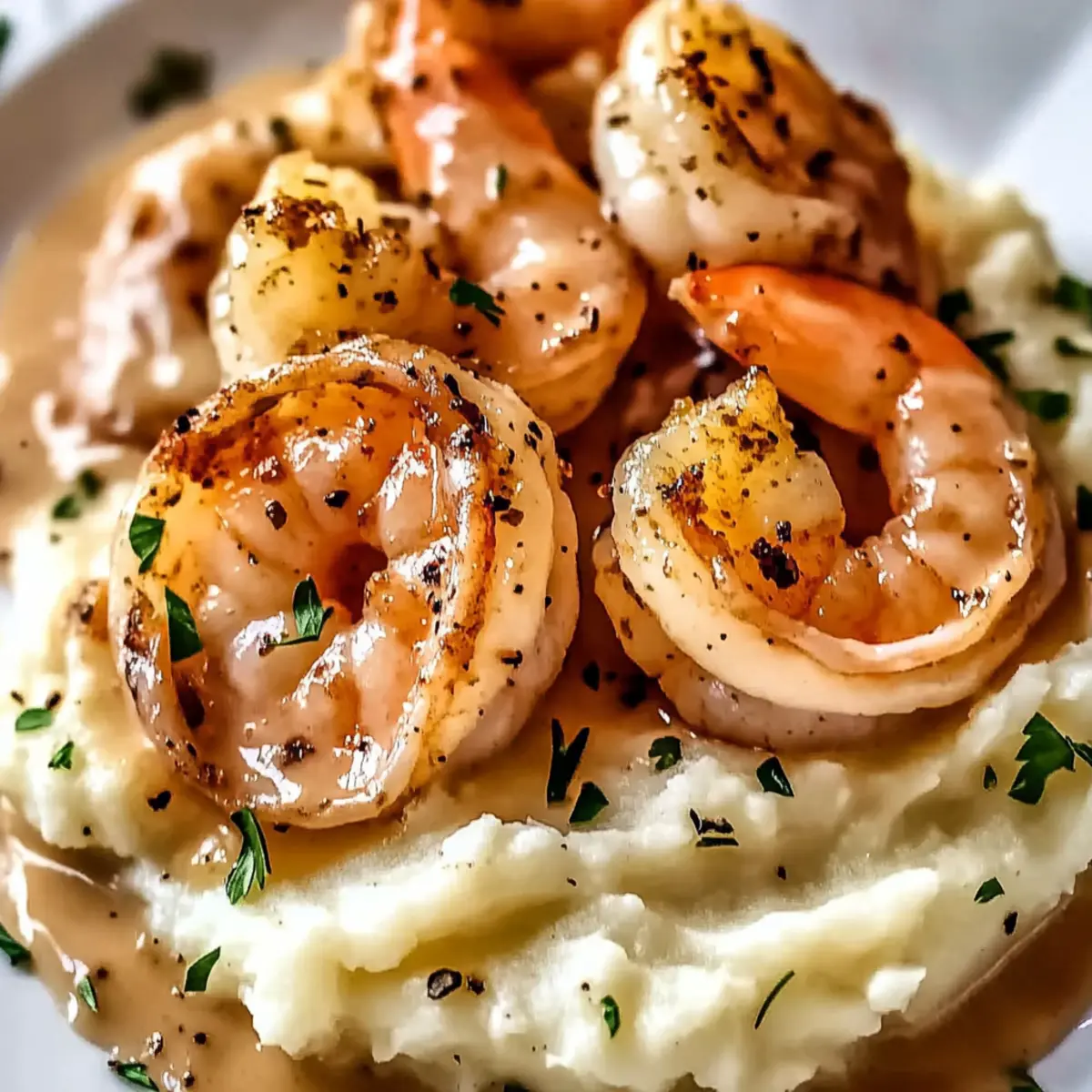 Garlic Shrimp Over Mashed Potatoes