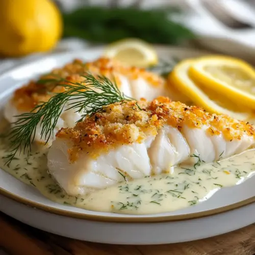 Keto Parmesan Crusted Cod with Lemon Dill Cream