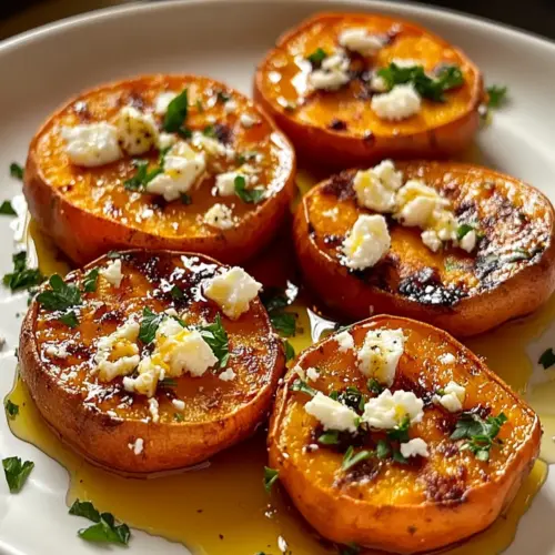 Roasted Sweet Potato Rounds with Honey & Feta