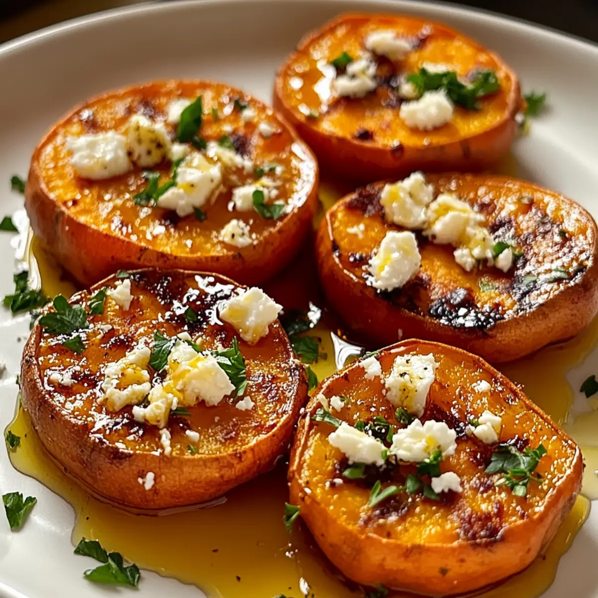 Roasted Sweet Potato Rounds with Honey & Feta