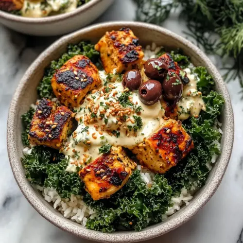 Greek Chicken Bowls with Creamy Tahini Feta Sauce