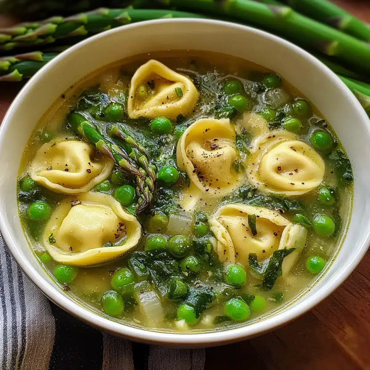 Spring Tortellini Soup With Peas And Asparagus