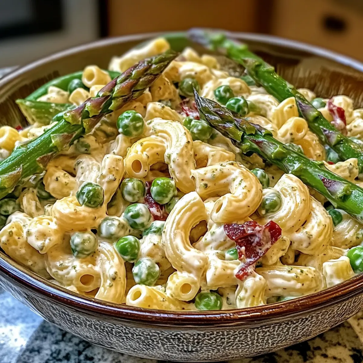 Lemon-Dijon Asparagus and Pea Macaroni Salad