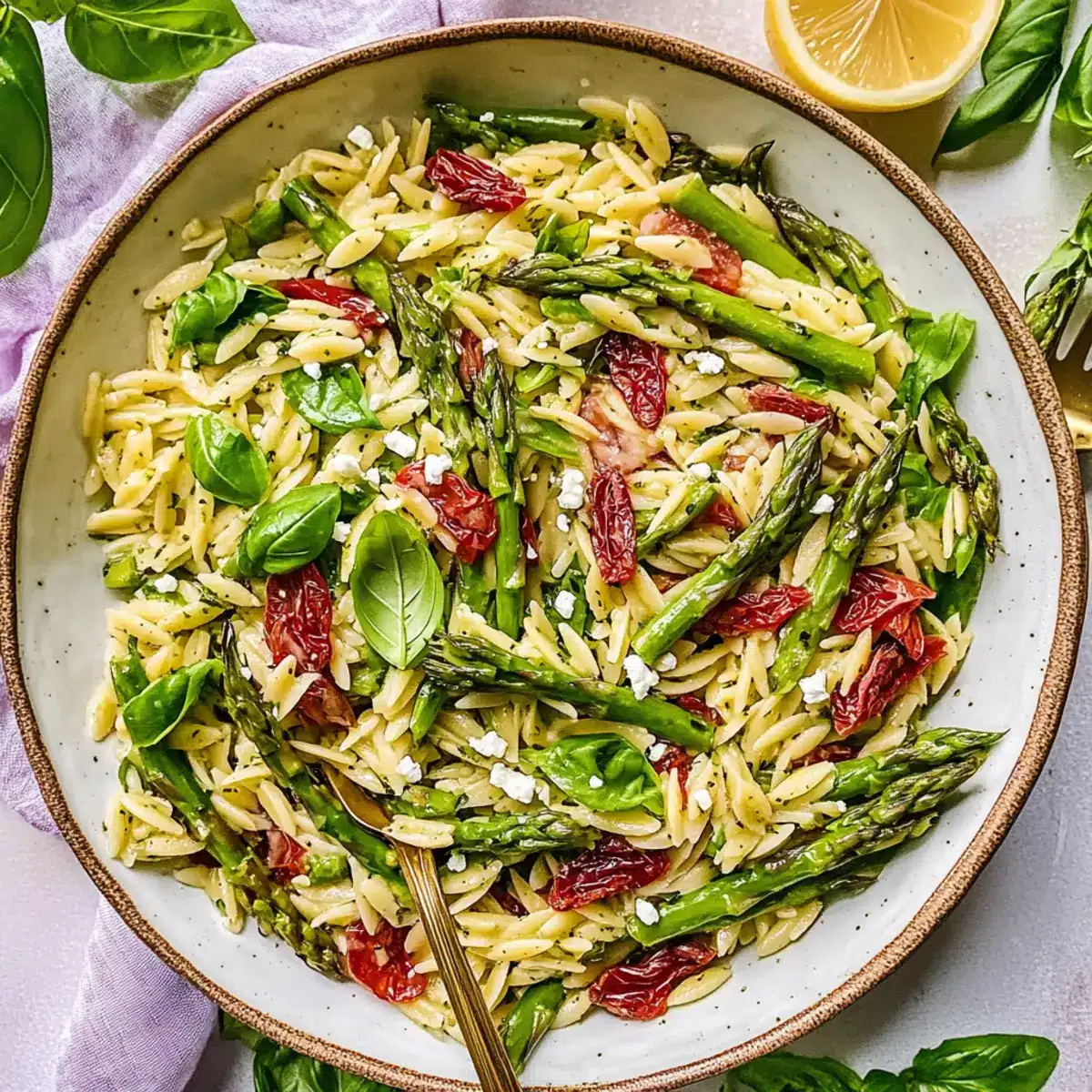 Asparagus Orzo Salad with Lemon Vinaigrette