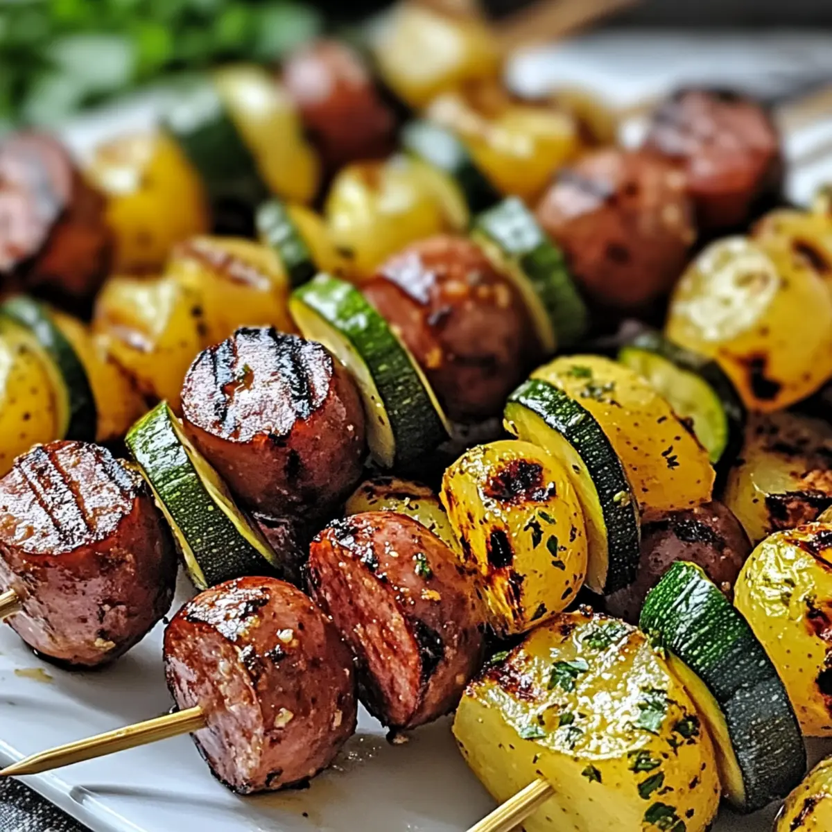 Cowboy Butter Kielbasa and Potato Skewers