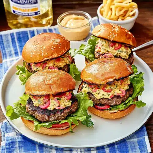 Green Chile Pimento Cheese Burgers