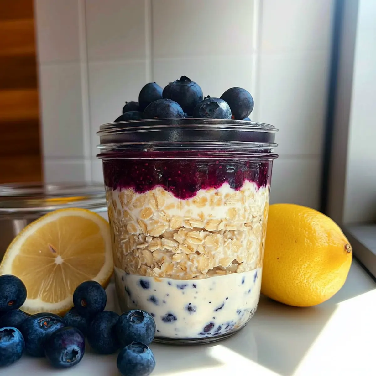 High-Protein Lemon Blueberry Overnight Oats