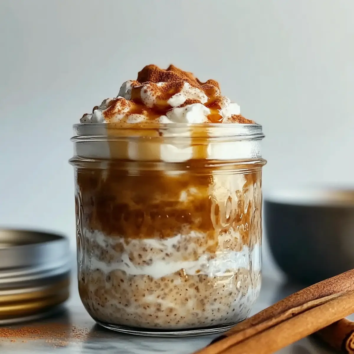 High Protein Cinnamon Roll Overnight Oats