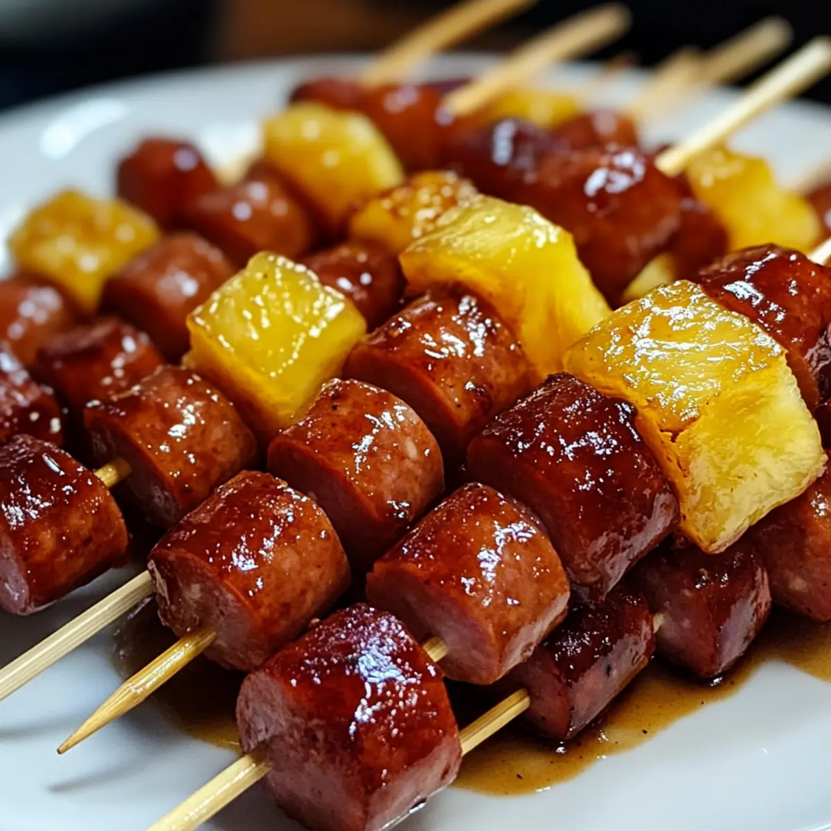 Pineapple Brown Sugar Smokies Skewers